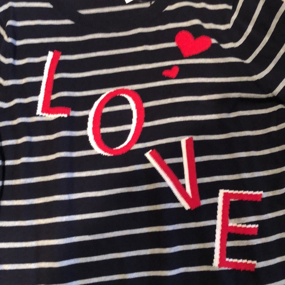 Talbots Blue Stripe LOVE STRIPE Crewneck Sweater - Picture 6 of 12